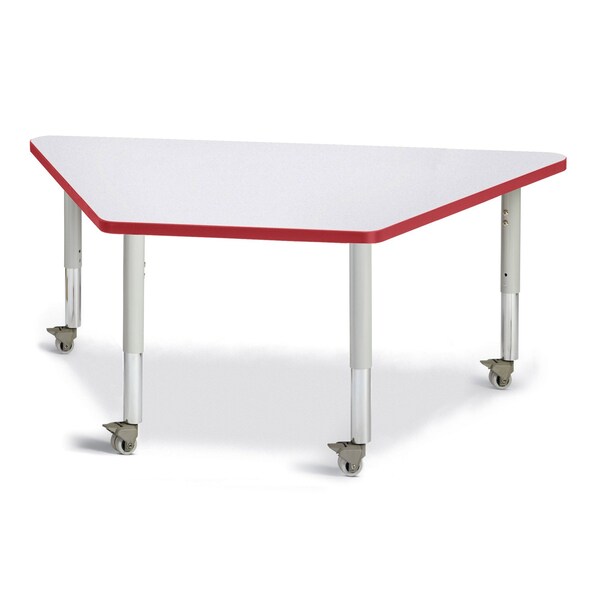 Berries Trapezoid Activity Tables, 30 in. x 60 in., Mobile, Freckled Gray/Red/Gray